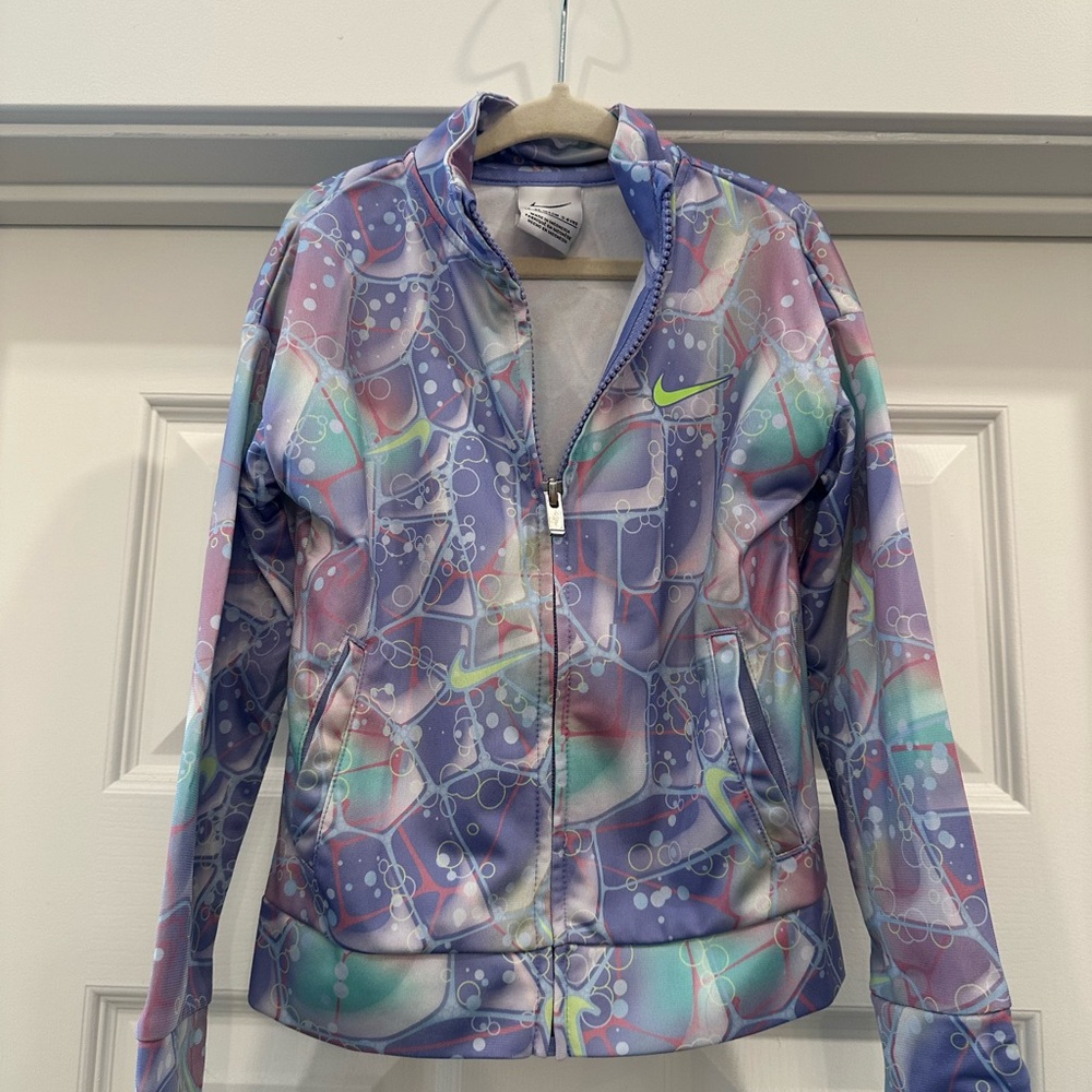 Nike Purple and Blue Bomber Jacket with Watercolor Print